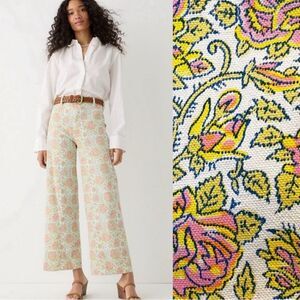 SZ BlockPrints x J Crew Disco Pant High Rise Wide Leg Rose Floral Print Small